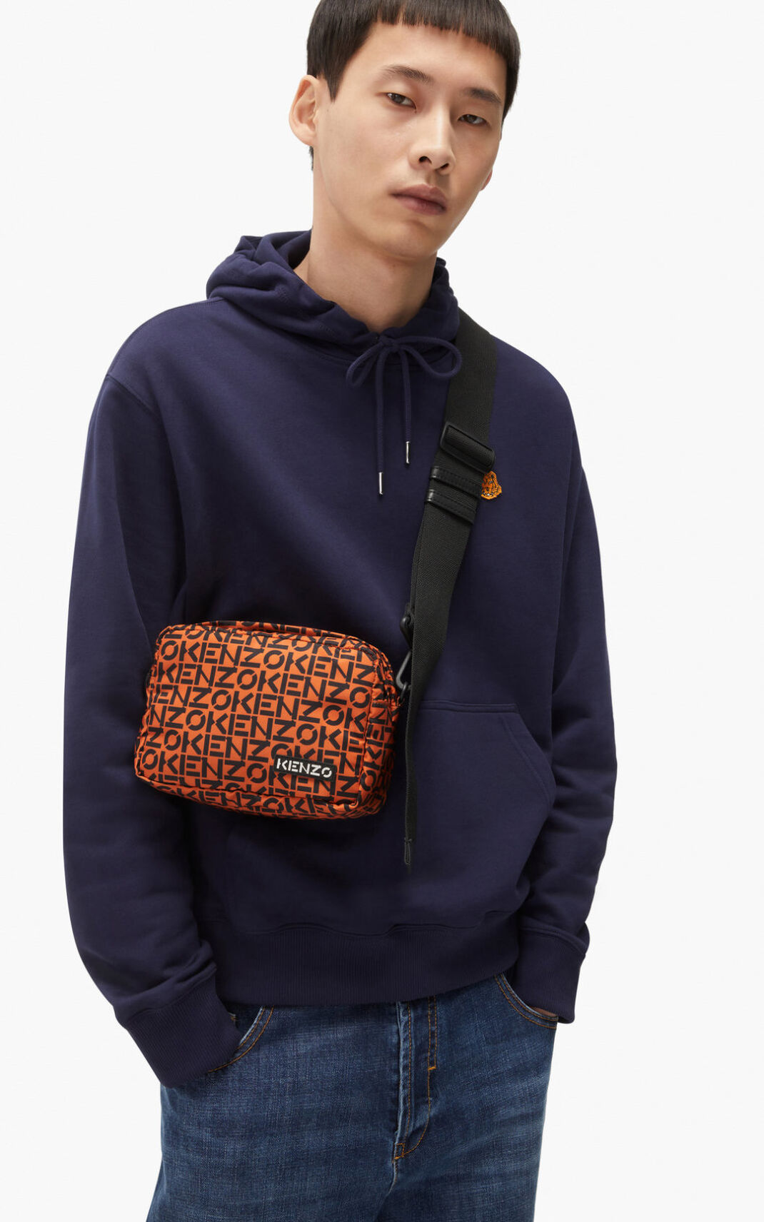 Sac Bandoulière Kenzo Homme Repeat Orange Foncé QASEZ-1049